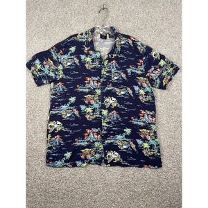 Disney Star Wars Mandalorian Grogu Hawaiian Shirt Mens Baby Yoda Tropical Navy L